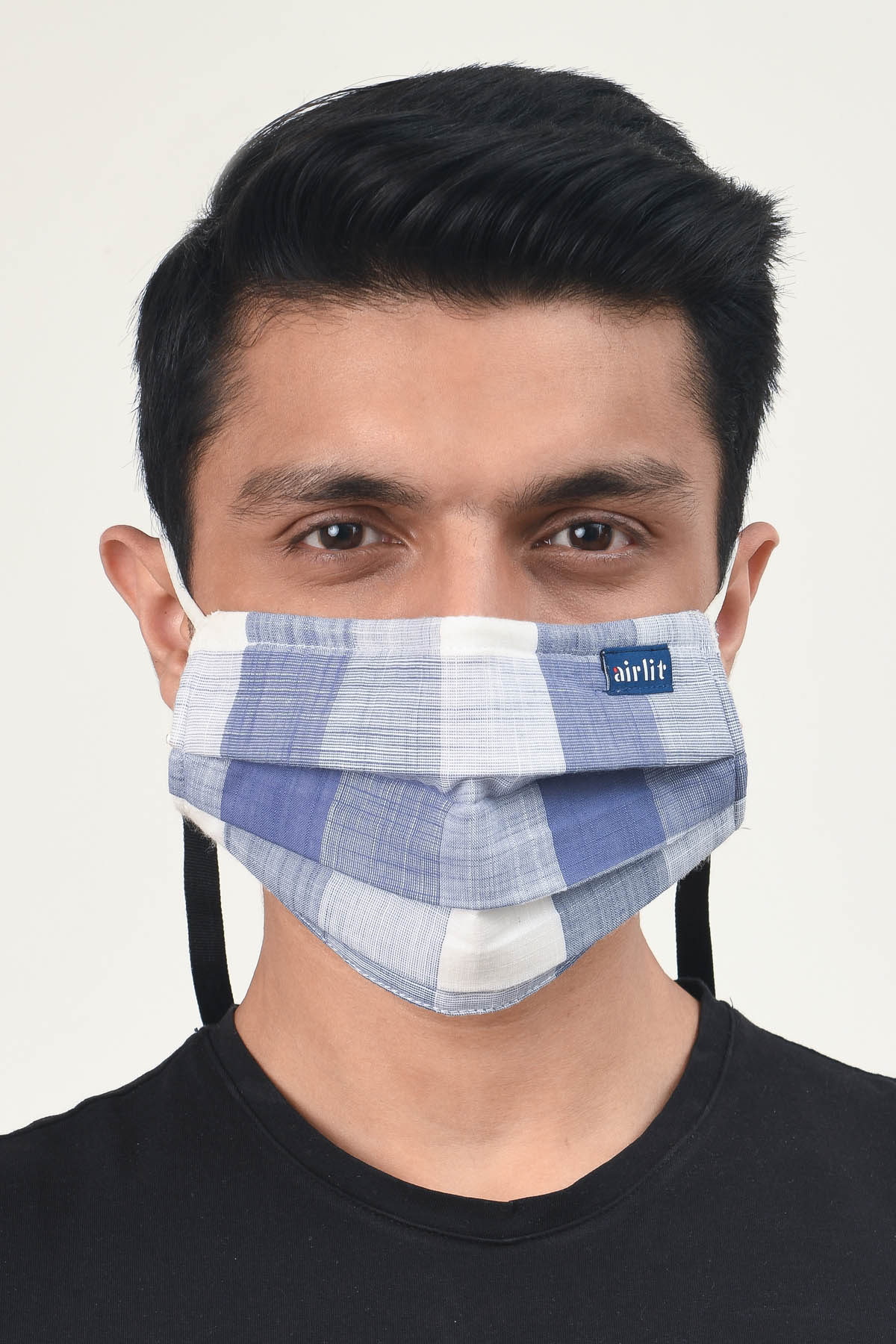OXFORD checkered woven cotton Reusable Mask/4 Layer Breathable /With Nosepin/Lab tested Antimicrobial/Antiviral/Coolit™/Handmade